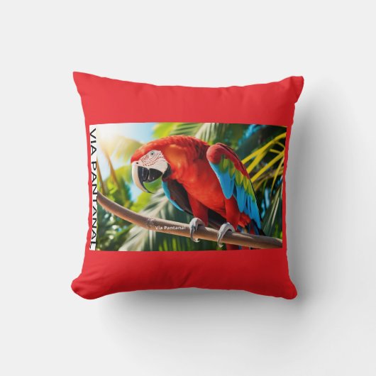 Almofada 40,6 cm x 40,6 cm Arara Vermelha Kussen (Voorkant)