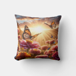 Almofada 40,6 cm x 40,6 cm, Borboletas no jardim Kussen