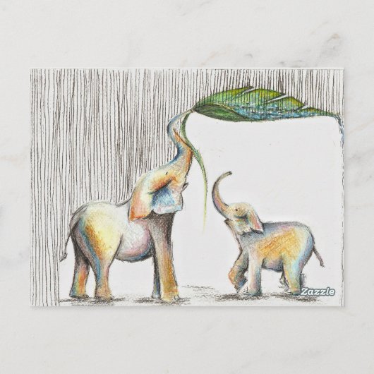 Almofada Baby en Waterverf van mam Elephant Briefkaart (Achterkant)