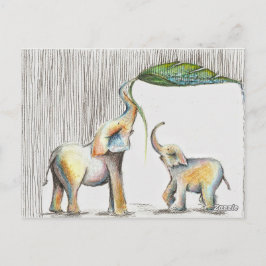 Almofada Baby en Waterverf van mam Elephant Briefkaart