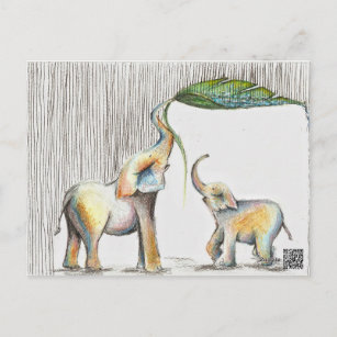 Almofada Baby en Waterverf van mam Elephant Briefkaart