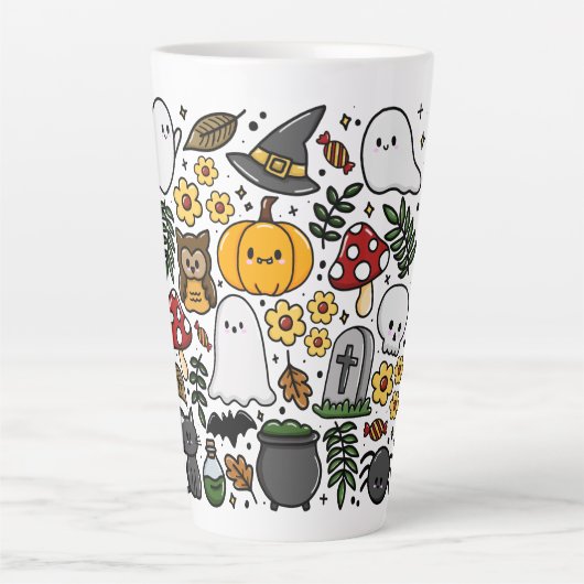 Almofada com estampa fofa de Halloween Latte Mok (Voorkant)