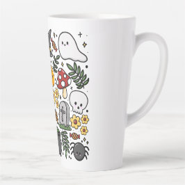 Almofada com estampa fofa de Halloween Latte Mok