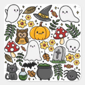 Almofada com estampa fofa de Halloween Vierkante Sticker (Voorkant)