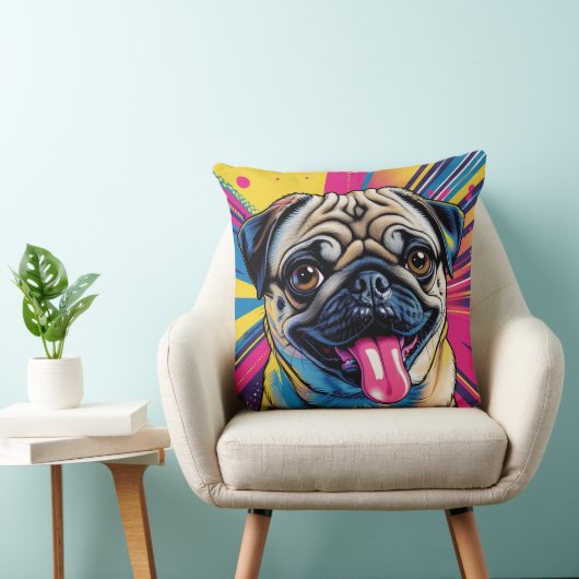 Almofada em Pop Art de Pug 01  Kussen (Stoel)