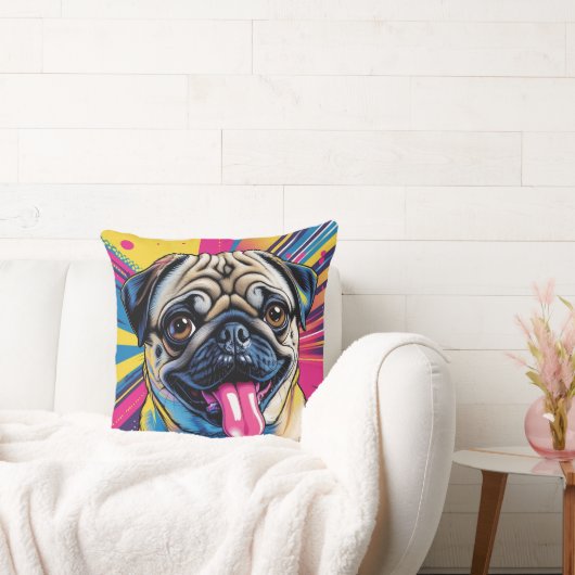 Almofada em Pop Art de Pug 01  Kussen (Bank)