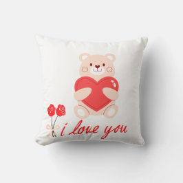 almofada estampada urso com coração romântico kussen
