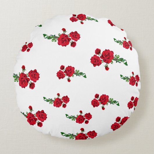 Almofada Florida Rosas Vermelhas Rond Kussen (Voorkant)