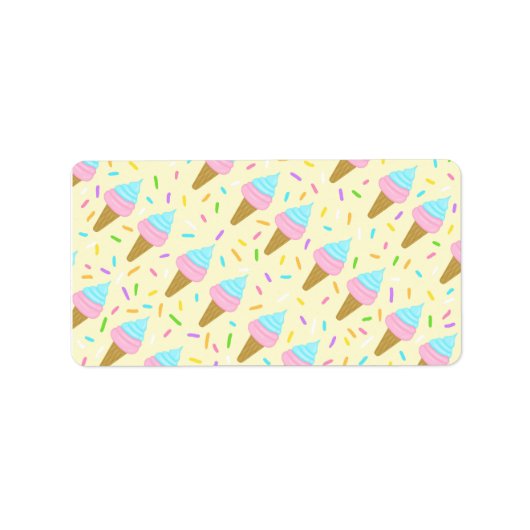 Almofada fofa com estampa contínua de sorvetes etiket (Voorkant)