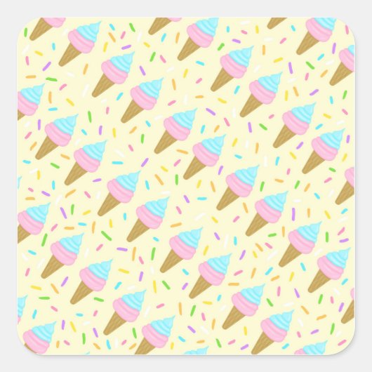 Almofada fofa com estampa contínua de sorvetes vierkante sticker (Voorkant)