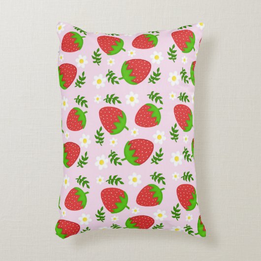 Almofada fofa design contínuo morangos fundo rosa accent kussen (Voorkant(Verticaal))
