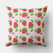 Almofada fofa design contínuo morangos fundo rosa kussen (Voorkant)