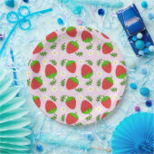 Almofada fofa design contínuo morangos fundo rosa papieren bordje (Feest)