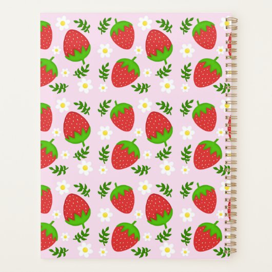 Almofada fofa design contínuo morangos fundo rosa planner (Achterkant)