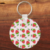 Almofada fofa design contínuo morangos fundo rosa sleutelhanger (Voorkant)