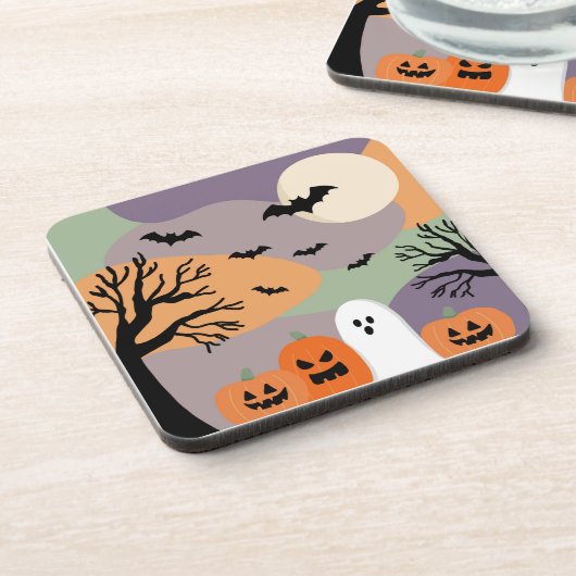 Almofada noite de halloween abóboras e fantasmas bier onderzetter (Linkerzijde)