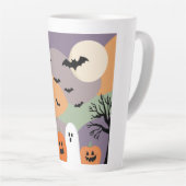 Almofada noite de halloween abóboras e fantasmas latte mok (Rechterhoek)