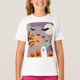 Almofada noite de halloween abóboras e fantasmas t-shirt