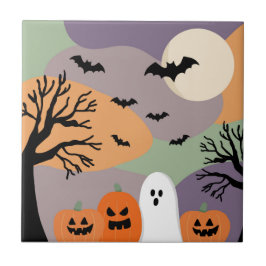 Almofada noite de halloween abóboras e fantasmas tegeltje