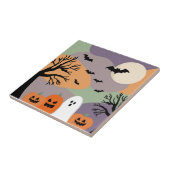 Almofada noite de halloween abóboras e fantasmas tegeltje (Zijkant)