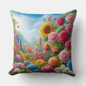 almofada quadrada estampa de rosas kussen (Voorkant)