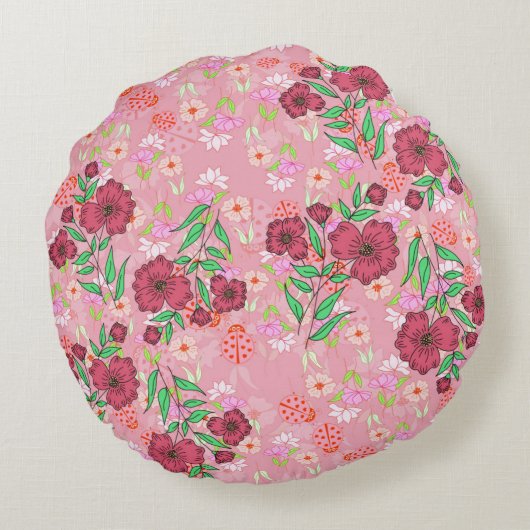 Almofada Redonda Jardim de flores Rond Kussen (Achterkant)