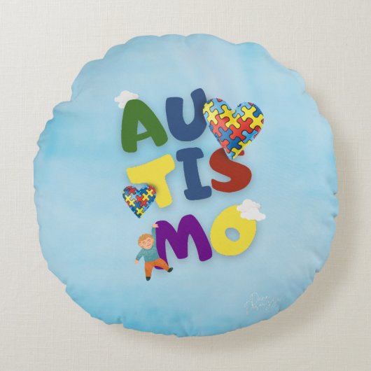 Almofada Redonda Mãe de Autista Rond Kussen (Voorkant)