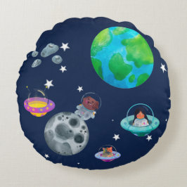 Almofada Space theme for children's room. Rond Kussen