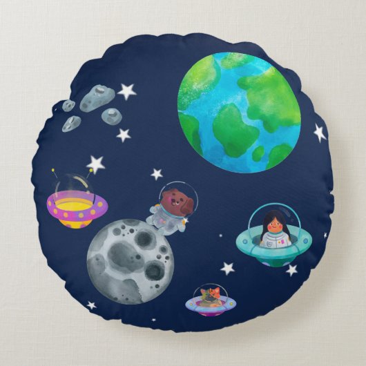Almofada Space theme for children's room. Rond Kussen (Voorkant)