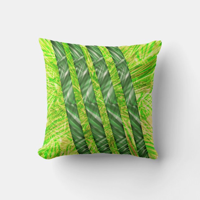 Almofada verde riscada, desenho de faixa ou fitas kussen (Voorkant)