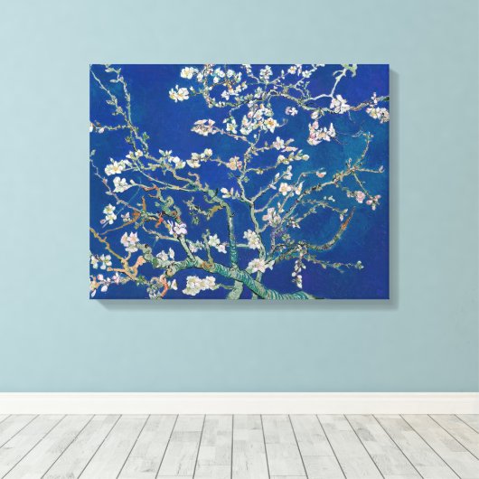 Almond Bloom (Indigo) | Van Gogh | Canvas Afdruk (Insitu (Houten vloer))