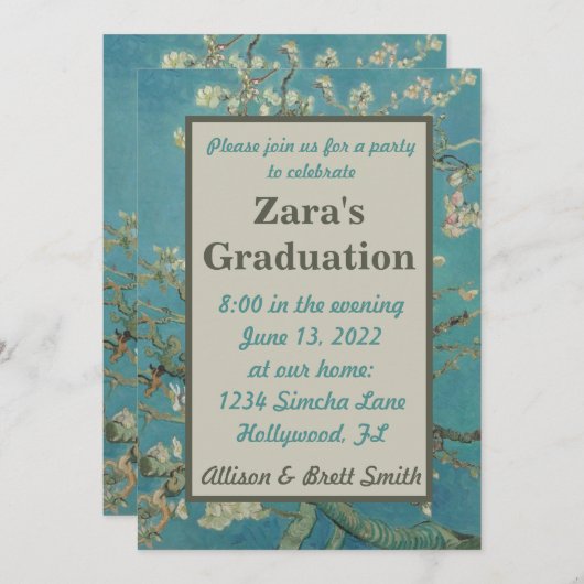 Almond Blossom Afstuderen Uitnodiging (Voorkant / Achterkant)