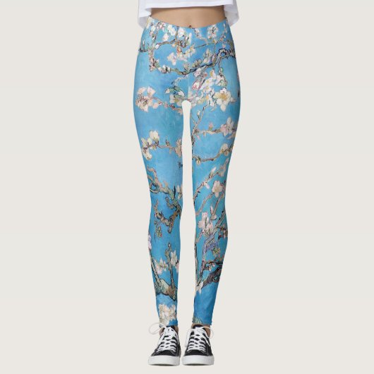 Almond Blossom Blue Vincent van Gogh Art Painting Leggings (Voorkant)