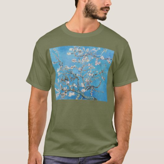 Almond Blossom Blue Vincent van Gogh Art Painting T-shirt (Voorkant)