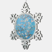 Almond Blossom Blue Vincent van Gogh Art Painting Tin Sneeuwvlok Ornament (Rechts)