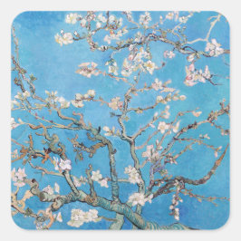 Almond Blossom Blue Vincent van Gogh Art Painting Vierkante Sticker