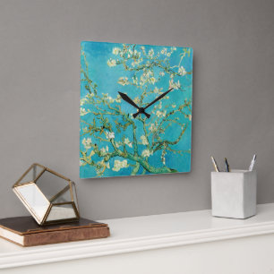 Almond Blossom door van Gogh Vierkante Klok