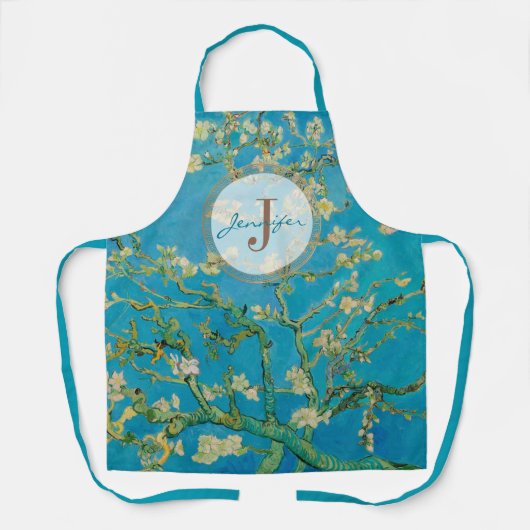 Almond Blossom Monogrammed Van Gogh Schort (Voorkant)