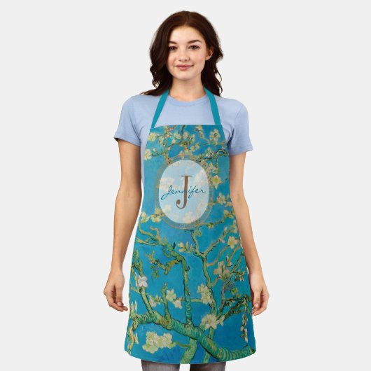 Almond Blossom Monogrammed Van Gogh Schort (Gedragen)