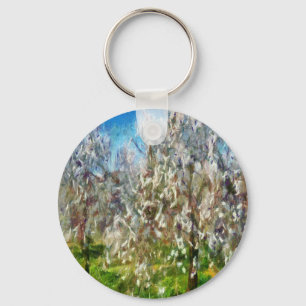 Almond Blossom Pointillism Dot Art schilderen Sleutelhanger