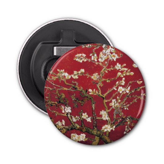 Almond Blossom Red Vincent van Gogh Art Painting Button Flesopener (Voorkant)
