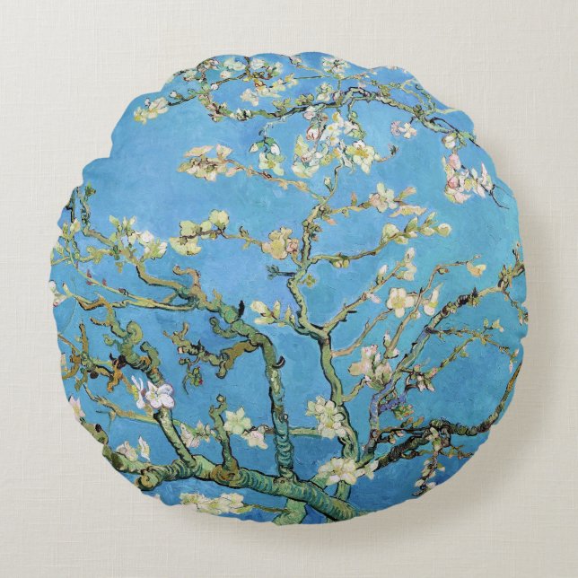 Almond Blossom Vincent van Gogh Rond Kussen (Voorkant)