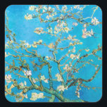 Almond Blossom Vincent van Gogh Vierkante Sticker<br><div class="desc">Mooie amandelbloesems op amandelboom door Vincent van Gogh.</div>