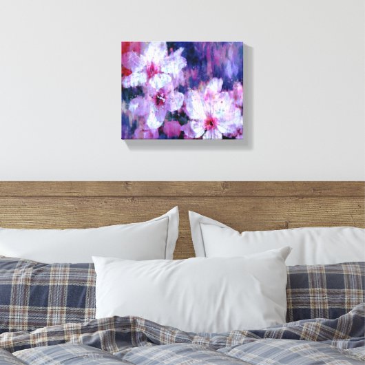 Almond Blossom Waterverf Canvas Afdruk (Insitu (Slaapkamer))