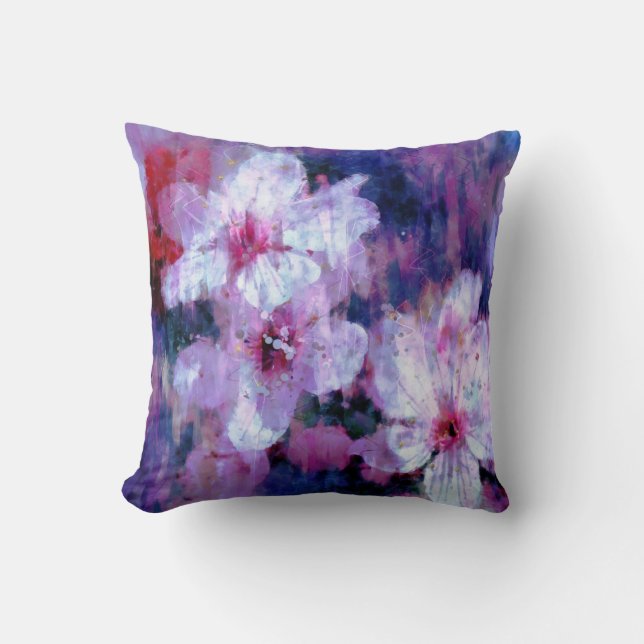 Almond Blossom Waterverf Kussen (Voorkant)