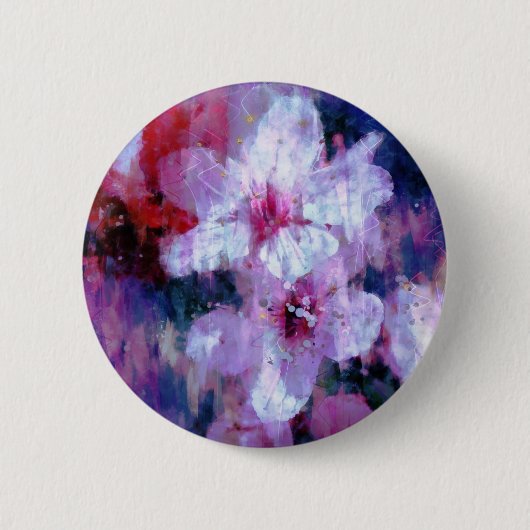 Almond Blossom Waterverf Ronde Button 5,7 Cm (Voorkant)
