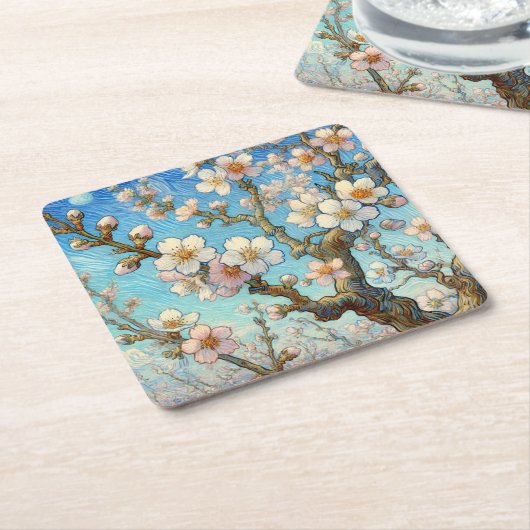 Almond Blossoms (Vincent van Gogh) Kartonnen Onderzetters (Schuin)