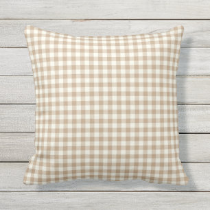 Almond Brown Gingham Pattern OutdoorKussens Buitenkussen