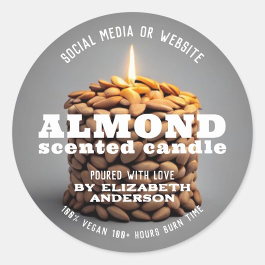Almond Candle Ronde Sticker (Voorkant)