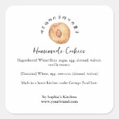 Almond Cookie Watercolor Bakery Ingredient Vierkante Sticker (Voorkant)
